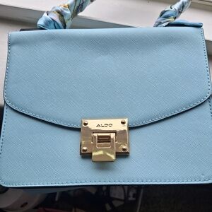Aldo Sky Blue Satchel with Gold Accents